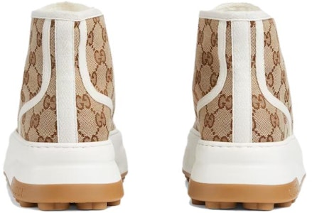 GUCCI古馳 帆布 高筒繫帶 時尚板鞋 女款 棕白 Purchase GUCCI古馳 帆布 高筒繫帶 時尚板鞋 女款 棕白