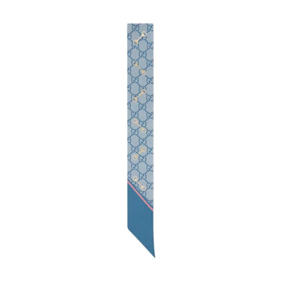 (Women) GUCCI GG Horsebit Print Silk Scarf for Women - Blue. 663719-3G001-4872