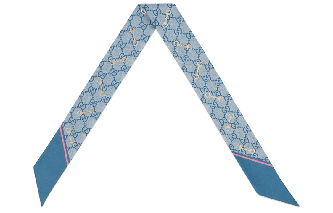 Lookbook (W) GUCCI GG ホースビット プリント シルク スカーフ ウィメンズ - ブルー. 663719-3G001-4872