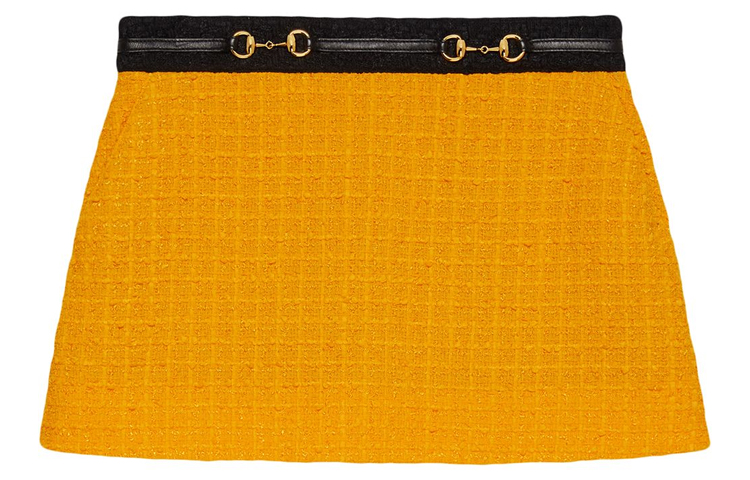 (Women) Gucci GG Horsebit Yellow Mini Skirt Women SS20 550746-Z8AAT-7219