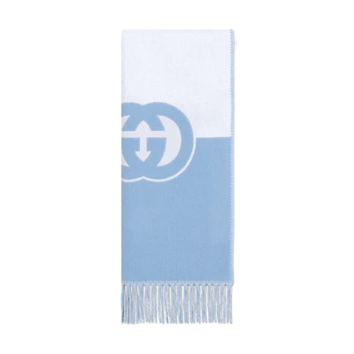 (Women) GUCCI GG Interlocking Logo Scarf for Women - Light Blue 7154973GB024978