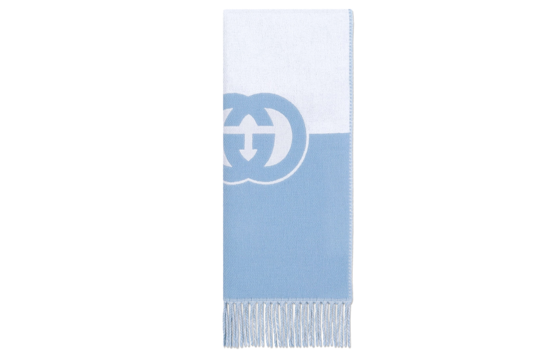 (Women) GUCCI GG Interlocking Logo Scarf for Women - Light Blue 7154973GB024978 圖 2