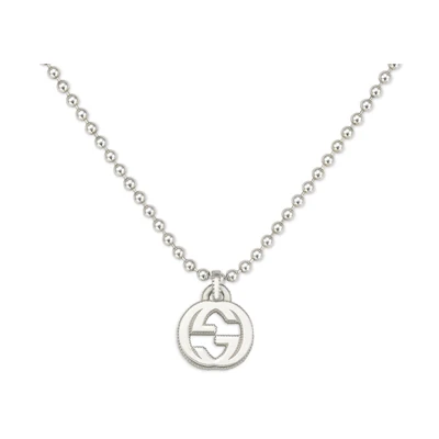 (Women) GUCCI GG Interlocking Pendant Necklace Womens 925 Sterling Silver Jewelry YBB479219001