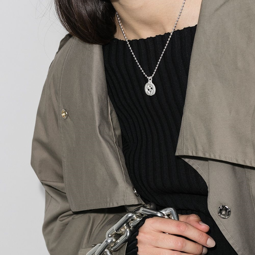 Shop (Women) GUCCI GG Interlocking Pendant Necklace Womens 925 Sterling Silver Jewelry YBB479219001