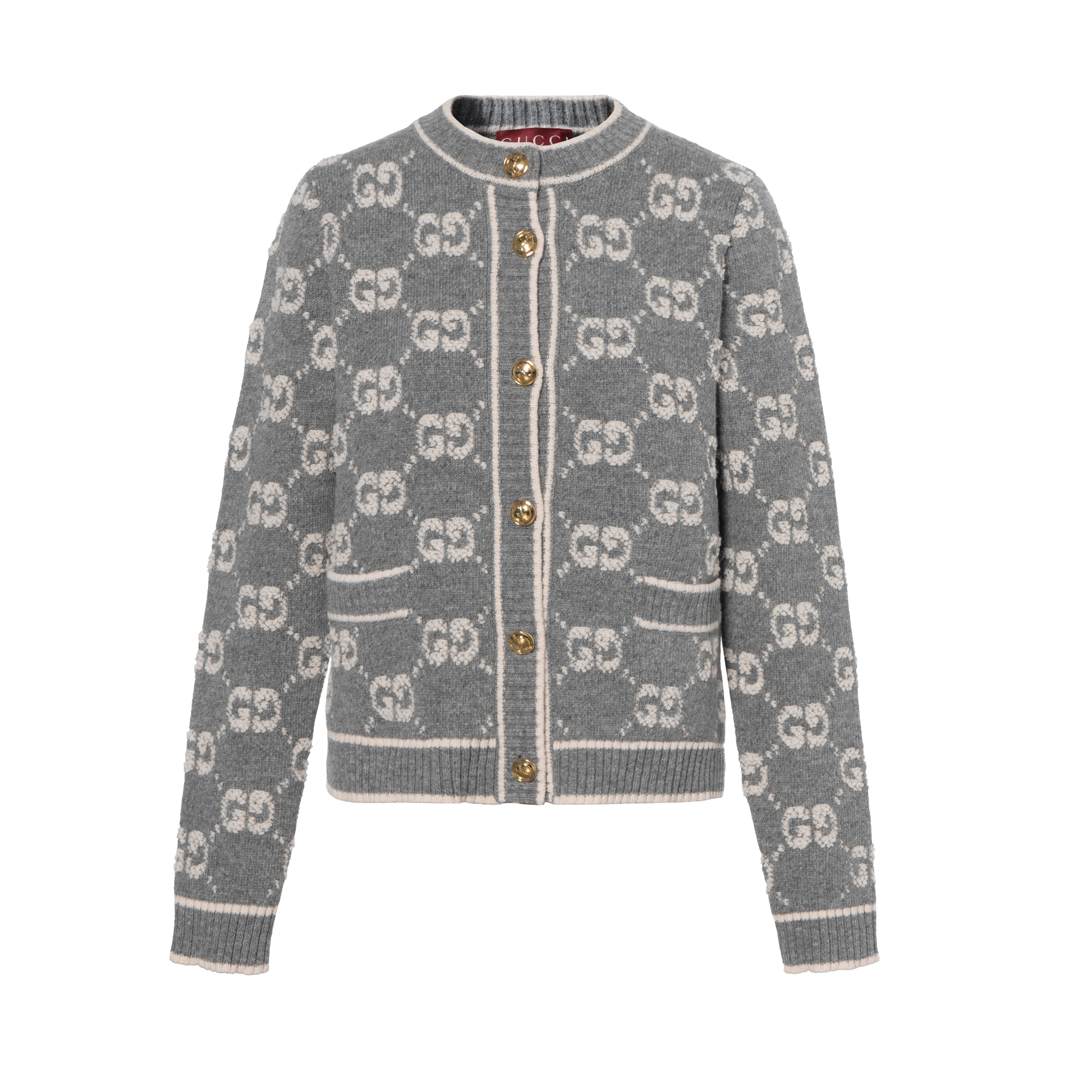 (Women) Gucci GG Jacquard Crewneck Long-Sleeve Cardigan 713300-XKCNA-1130