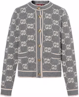 (Women) Gucci GG Jacquard Crewneck Long-Sleeve Cardigan 713300-XKCNA-1130 (Women) Gucci GG Jacquard Crewneck Long-Sleeve Cardigan 713300-XKCNA-1130