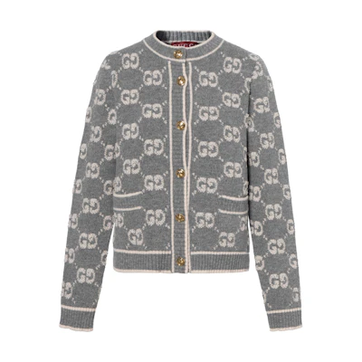 (Women) Gucci GG Jacquard Crewneck Long-Sleeve Cardigan 713300-XKCNA-1130