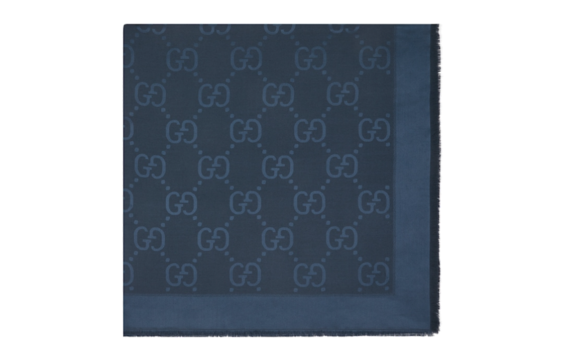 (Women) GUCCI GG Jacquard Fringe Shawl for Women in Deep Blue. 6636713GC434068 圖 3