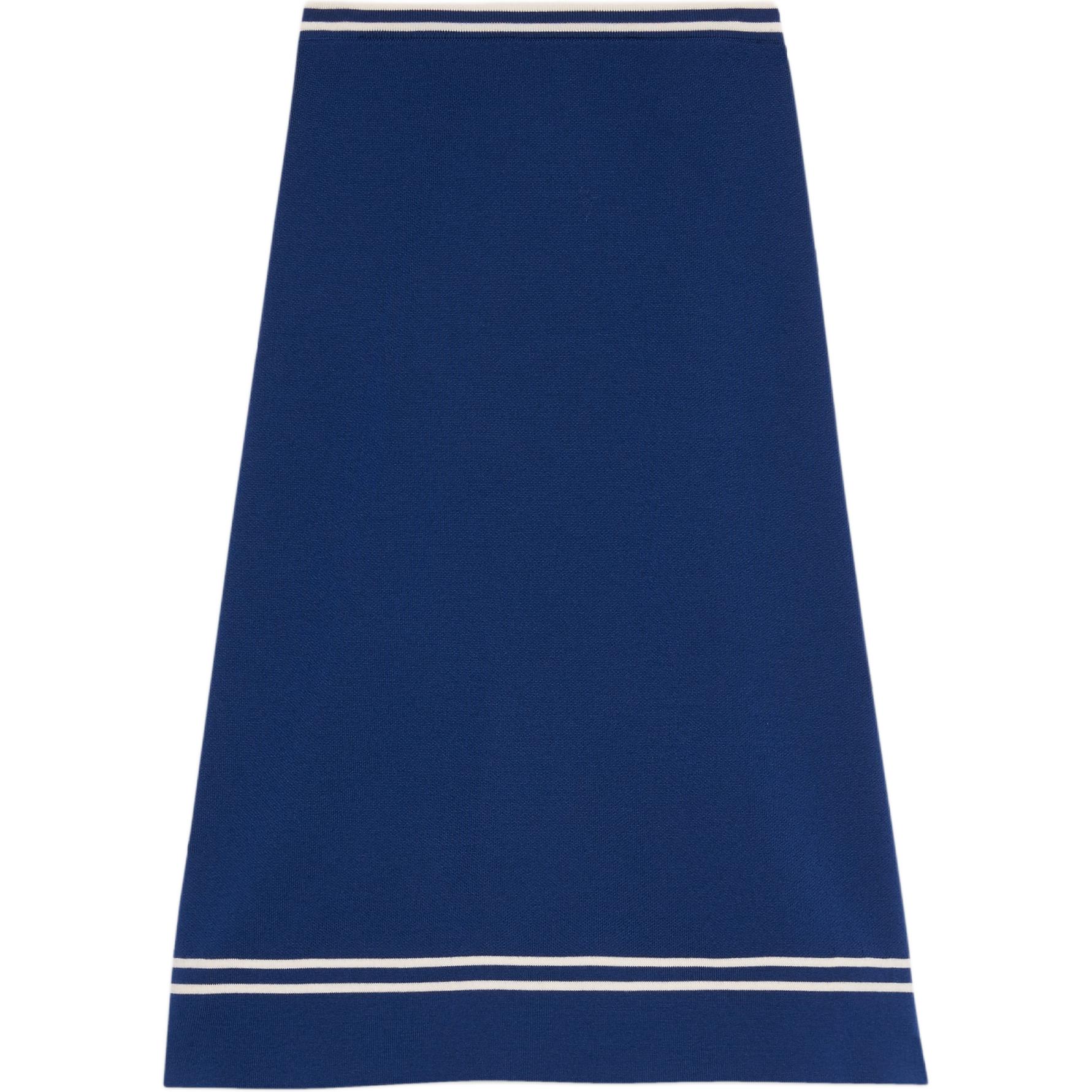(Women) Gucci GG Jacquard Wool A-Line Midi Skirt Blue 652580-XKBNZ-4492