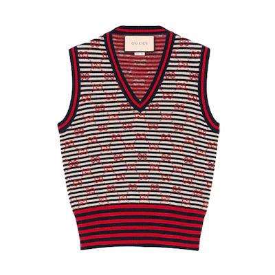 (Women) Gucci GG Jacquard Wool Sweater Women Red 644780-XKBOQ-9744