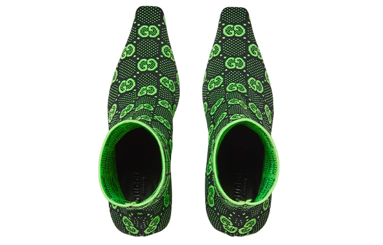 (W) Gucci GG 75mm Knit Ankle Boots Fluorescent Yellow Fabric 'Black' 圖 4