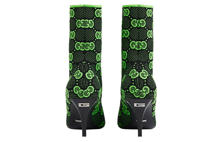 (W) Gucci GG 75mm Knit Ankle Boots Fluorescent Yellow Fabric 'Black' 圖 6