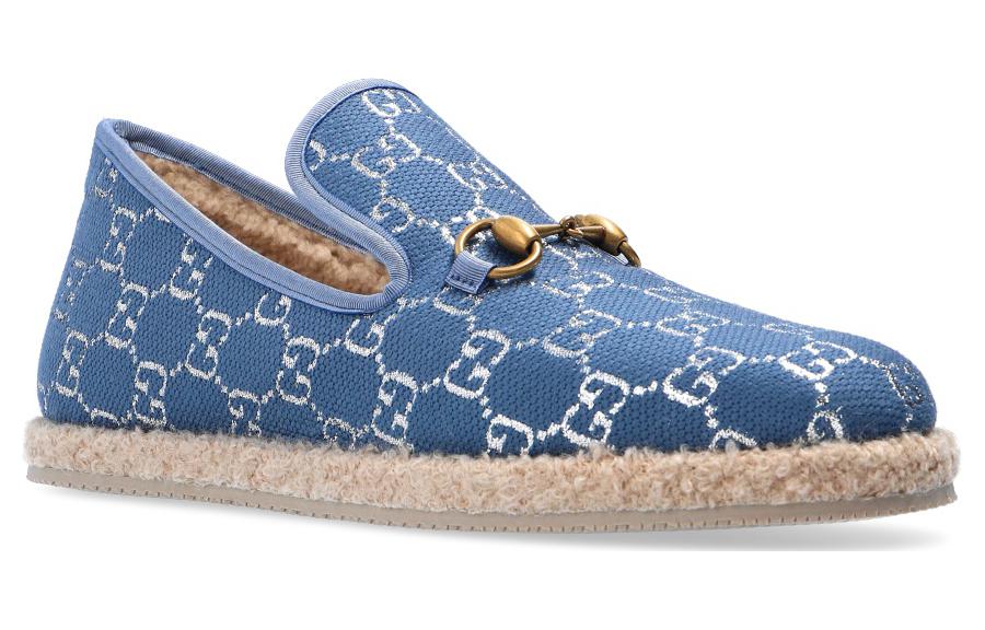 Lookbook GUCCI古馳 GG亮片布 馬銜扣 樂福鞋 女款 藍色