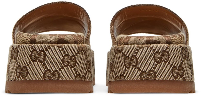 (Women) Gucci GG Lame Platform Slide Sandal 'Camel Monogram' 623212-UKO00-2580 Details for (Women) Gucci GG Lame Platform Slide Sandal 'Camel Monogram' 623212-UKO00-2580