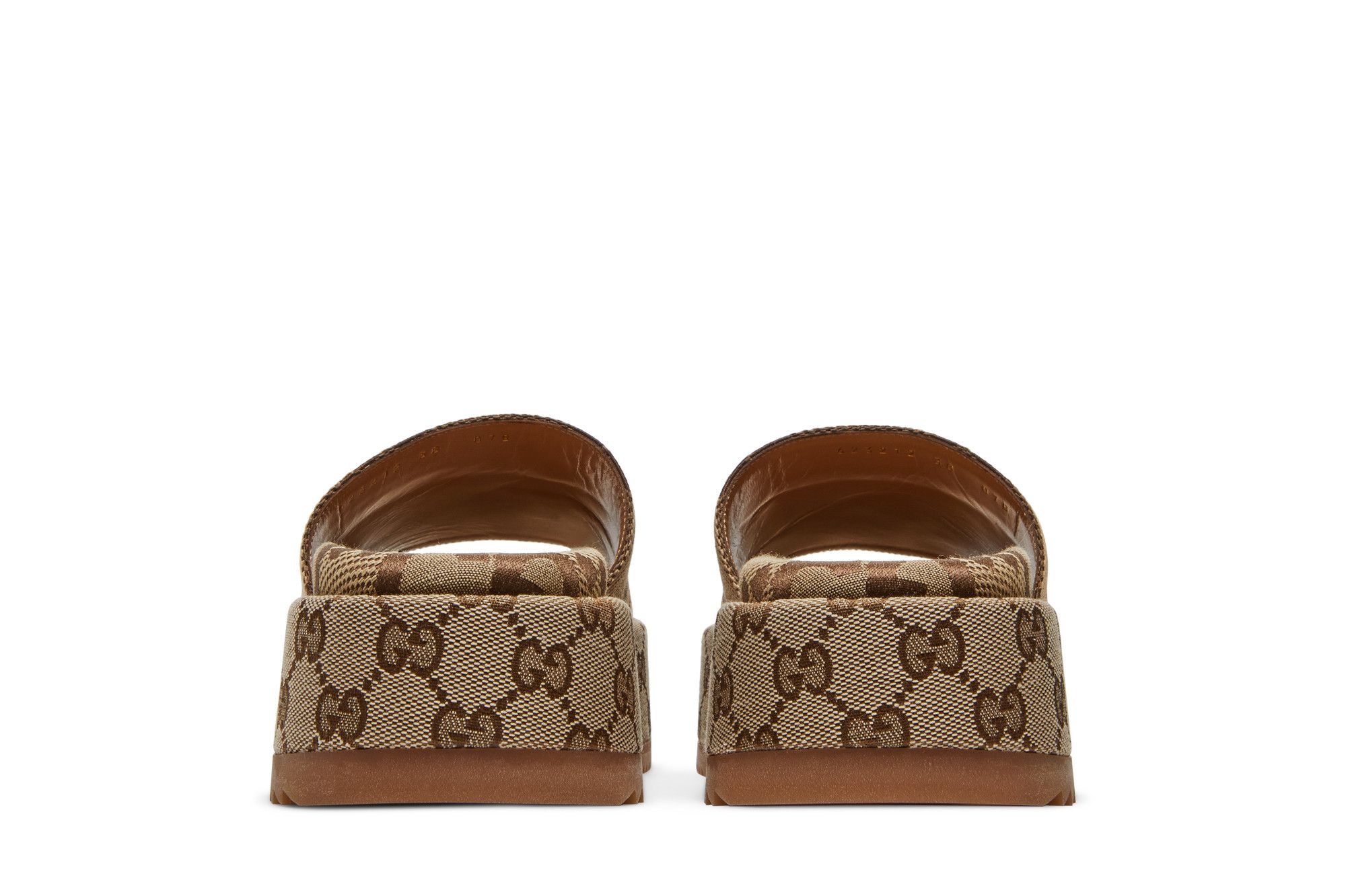 Sizing (W) グッチ GG ラメ プラットフォームサンダル (キャメル) 623212-UKO00-2580