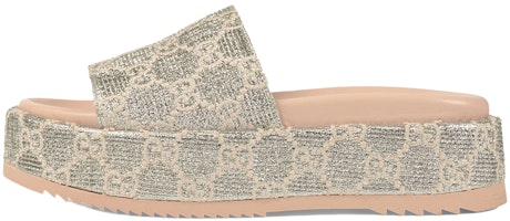 (Women) Gucci GG Lame Slide Sandal 'Silver' 623212-2AW00-1066 (Women) Gucci GG Lame Slide Sandal 'Silver' 623212-2AW00-1066