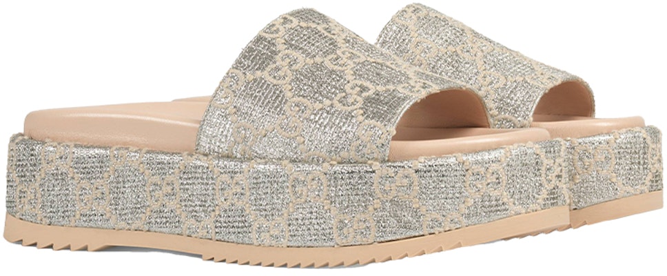 (Women) Gucci GG Lame Slide Sandal 'Silver' 623212-2AW00-1066 Order (Women) Gucci GG Lame Slide Sandal 'Silver' 623212-2AW00-1066