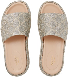 (W) グッチ GG ラメ スライドサンダル (シルバー) 623212-2AW00-1066 Lookbook (W) グッチ GG ラメ スライドサンダル (シルバー) 623212-2AW00-1066