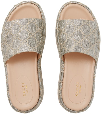 (Women) Gucci GG Lame Slide Sandal 'Silver' 623212-2AW00-1066 Lookbook (Women) Gucci GG Lame Slide Sandal 'Silver' 623212-2AW00-1066