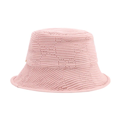 (Women) GUCCI GG Logo Pink Knit Cotton Bucket Hat for Women. 656573-3HAC2-5972