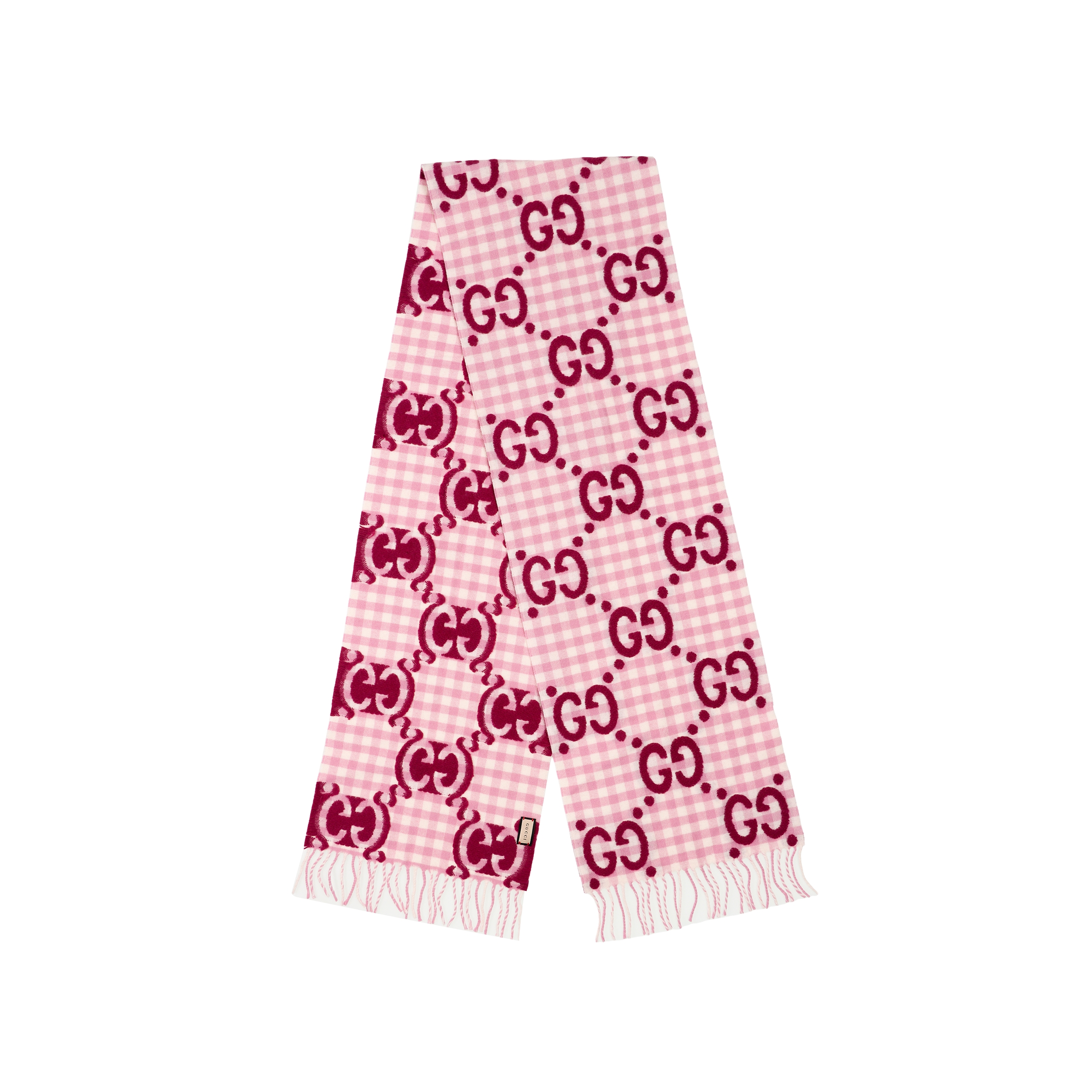 (Women) GUCCI GG Logo Tassel Knit Scarf for Women Pink 644365-3GA69-5878