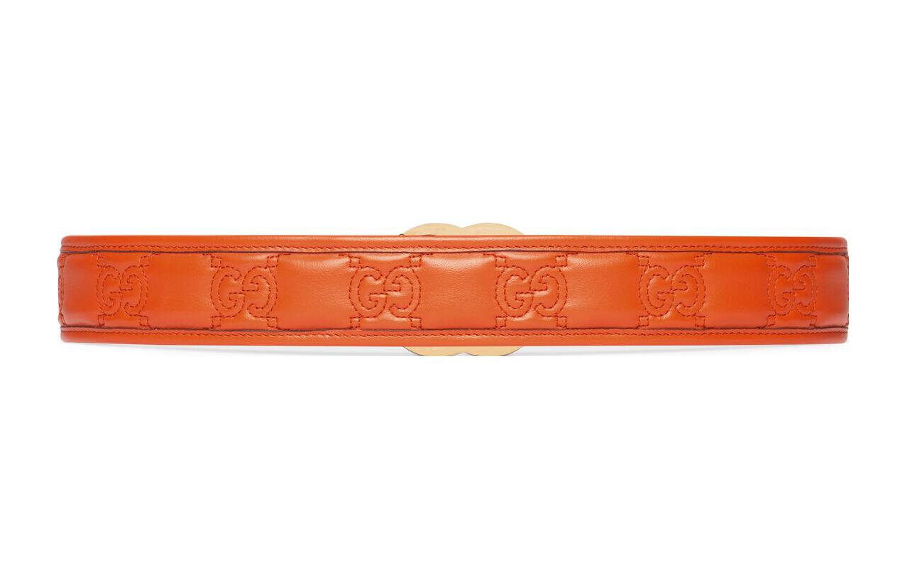 (Women) GUCCI GG Marmont  Leather Belt in Orange with Smooth Buckle. 400593UM8IG7519 圖 3