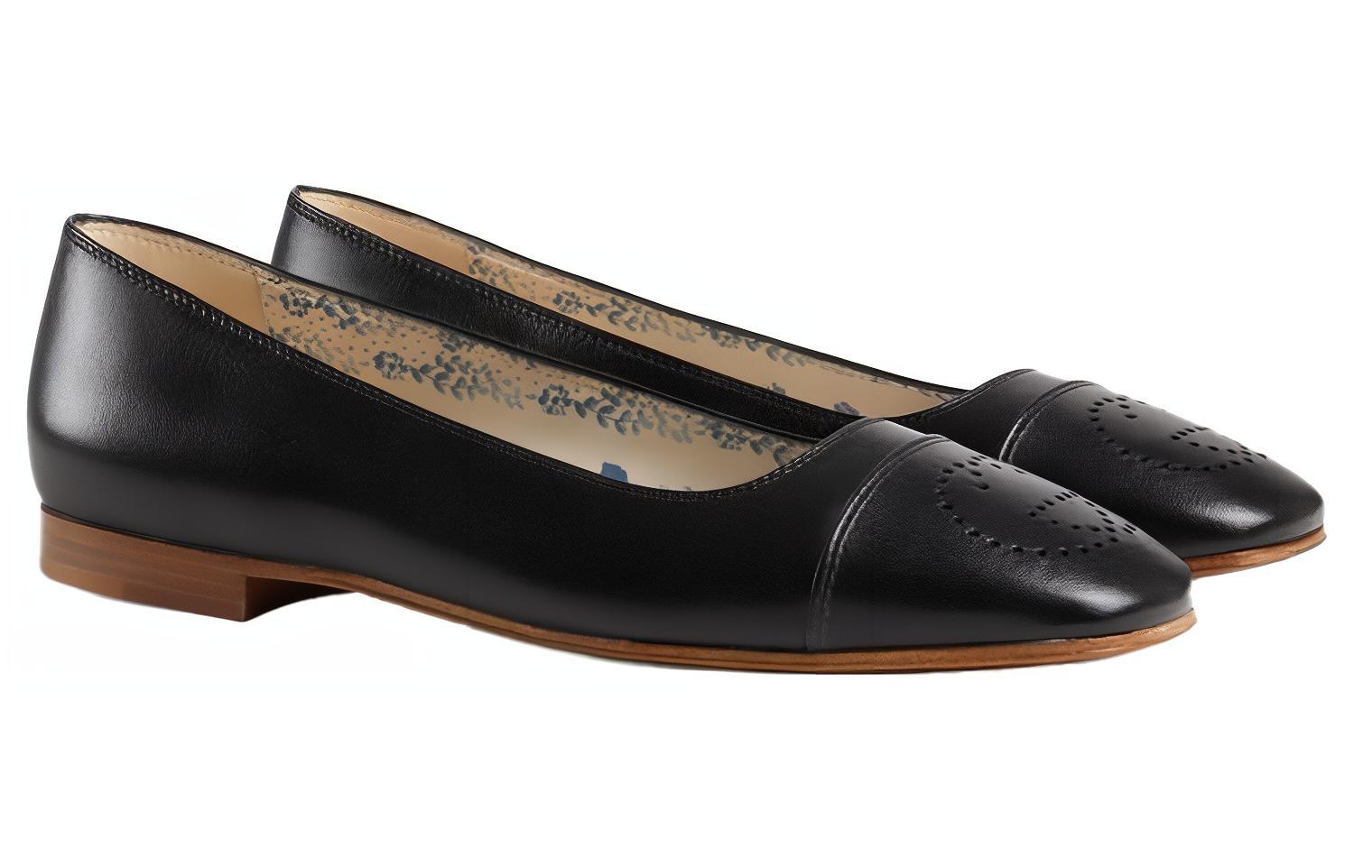 Order (W) Gucci GG Marmont Sepatu Balet 'Hitam' 658942-D3V00-1000