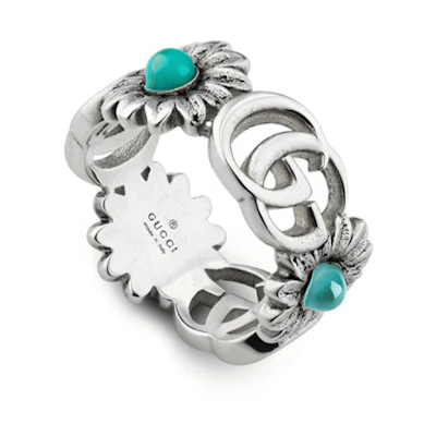 (Women) GUCCI GG Marmont Floral Ring Silver (Aged Finish) YBC527394001