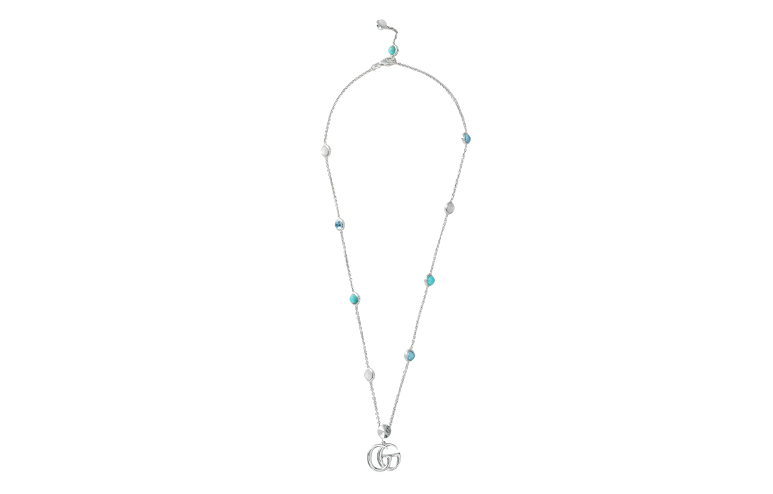 Shop (W) GUCCI GG Marmont 925純銀雙G吊墜項鍊 女款 YBB527399001