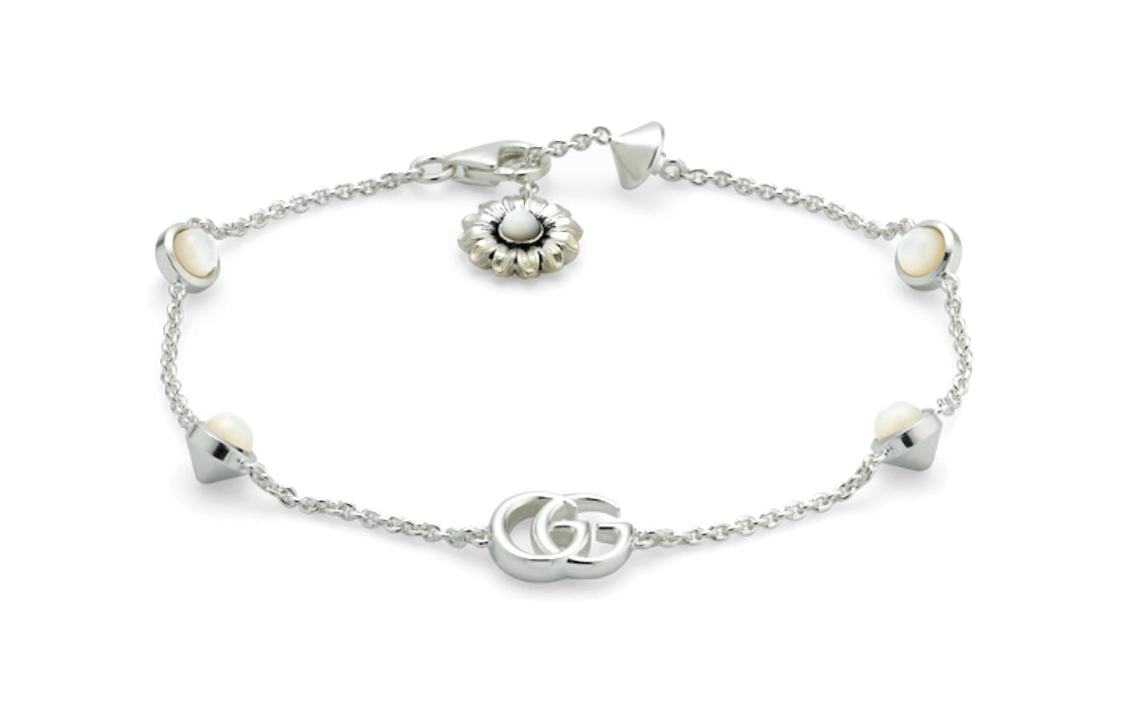 Order (W) GUCCI GG Marmont Gelang Perak 925 Mutiara Wanita Warna Silver. 773229JAAFQ8135