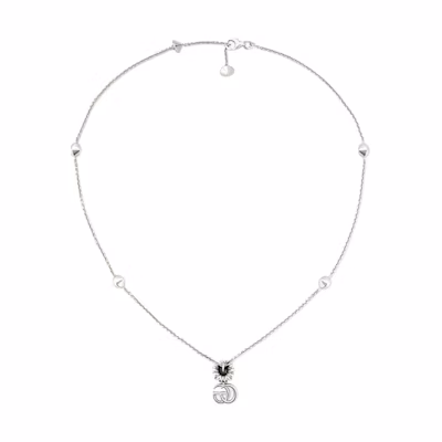 (Women) GUCCI GG Marmont Mother of Pearl Crystal 925 Silver Necklace Silver. 773231JAAFQ8135