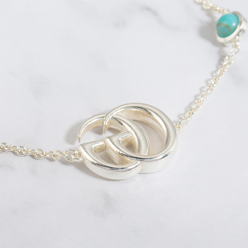 Sizing (W) 구찌 GG 마몬트 실버 체인 팔찌 메탈릭 925 실버. YBA5273930010