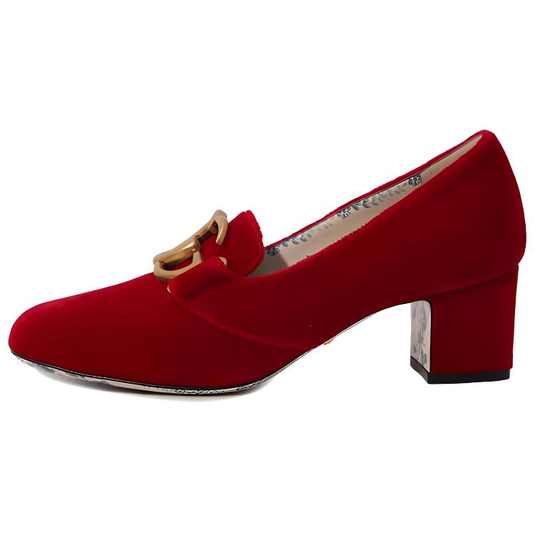 (Women) Gucci GG Marmont Victoire Block Heel Pumps 'Red Velvet' 526465-K4D00-6433