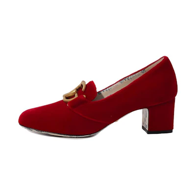 (W) Gucci GG Marmont Victoire Block Heel Pumps 'Red Velvet'
