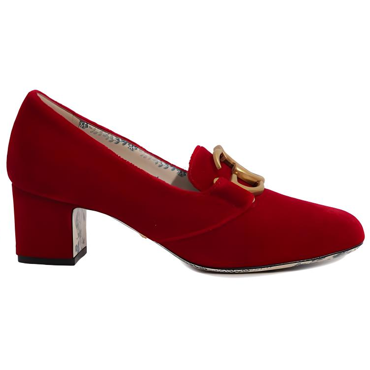 Order (W) Gucci GG Marmont Victoire Block Heel Pumps 'Red Velvet' Merah Beludru 526465-K4D00-6433