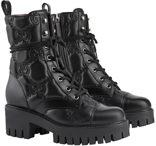 (W) Gucci GG 缎面绑带靴 '黑色' 718386-DS8U0-1000 Lookbook (W) Gucci GG 缎面绑带靴 '黑色' 718386-DS8U0-1000