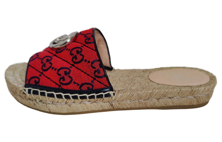 (Women) Gucci GG matelass canvas espadrille sandal 'Red' 661393-2UZO0-6490