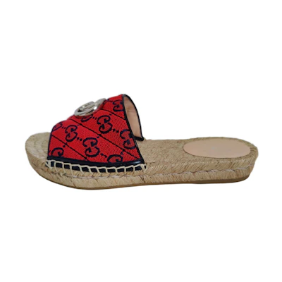 (W) Gucci GG matelass canvas espadrille sandal 'Red'