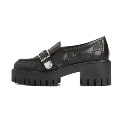(W) Gucci GG Matelass Slip-On Loafers with Block heel 'Black'