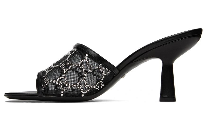 (Women) Gucci GG Mid-Heel Slide Sandal 'Black' 747245-F13B0-1000