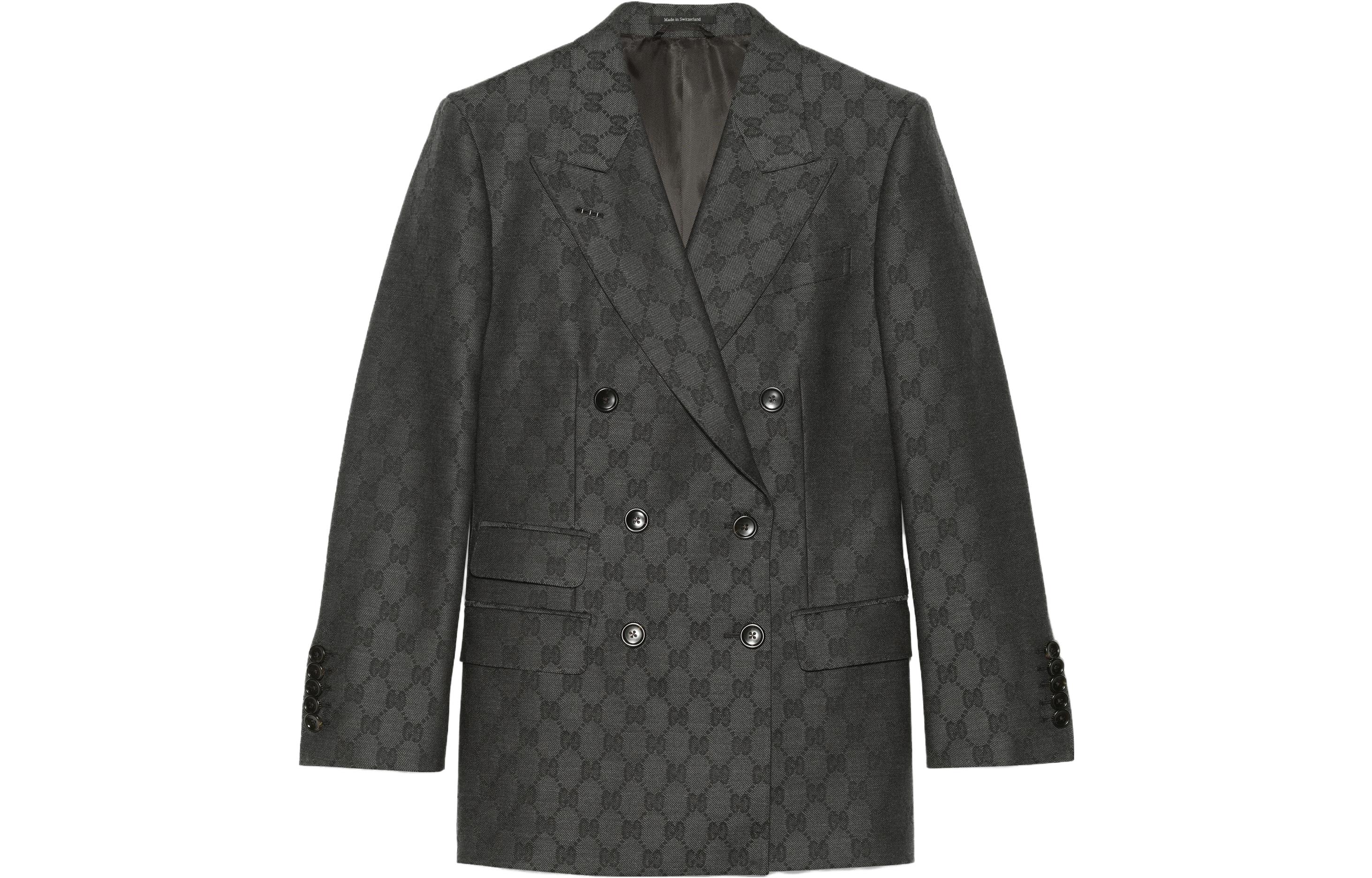 (Women) Gucci GG Monogram Double-Breasted Notch Lapel Blazer Jacket 715184-ZAKF8-1016