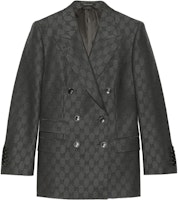 (Women) Gucci GG Monogram Double-Breasted Notch Lapel Blazer Jacket 715184-ZAKF8-1016 (Women) Gucci GG Monogram Double-Breasted Notch Lapel Blazer Jacket 715184-ZAKF8-1016