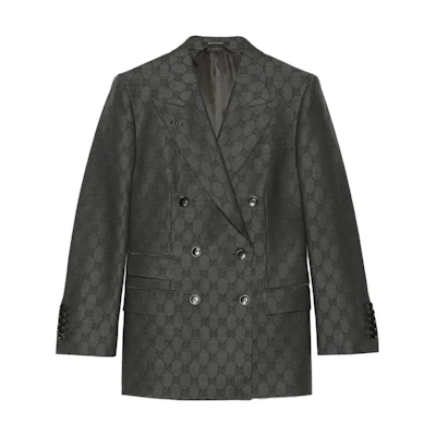(Women) Gucci GG Monogram Double-Breasted Notch Lapel Blazer Jacket 715184-ZAKF8-1016