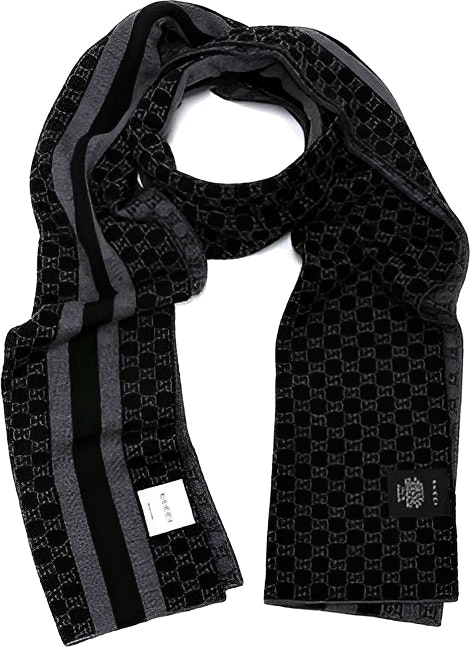 women-gucci-gg-monogram-knit-stripe-scarf-black-warm-and-comfortable-4382531260