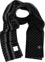 (Women) GUCCI GG Monogram Knit Stripe Scarf Black Warm and Comfortable. 4382531260 (Women) GUCCI GG Monogram Knit Stripe Scarf Black Warm and Comfortable. 4382531260