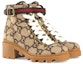 Lookbook (W) But Gucci GG Monogram Lace Up Combat Ankle Boots 'Beige' 578585-G38H0-9772