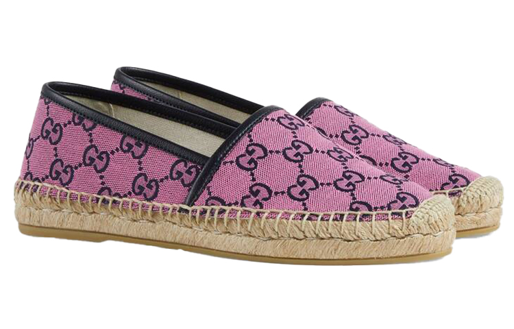 Order (W) Gucci GG多彩织物透气平底鞋-洋红粉色 663674-9SFV0-5292