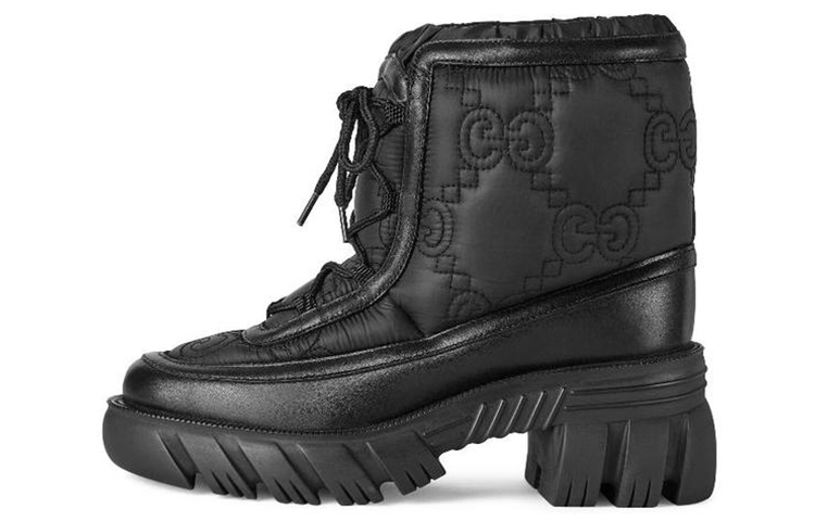(Women) Gucci GG Nylon Lace-Up Outdoor Boots 'Black' 680874-UF720-1000