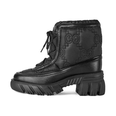 (W) Gucci GG Nylon Lace-Up Outdoor Boots 'Black'