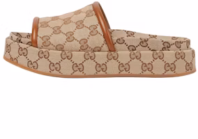 (Women) GUCCI GG Open-Toe Slide Sandals Beige and Dark Brown. 816797 FAD9C 9745 (Women) GUCCI GG Open-Toe Slide Sandals Beige and Dark Brown. 816797 FAD9C 9745